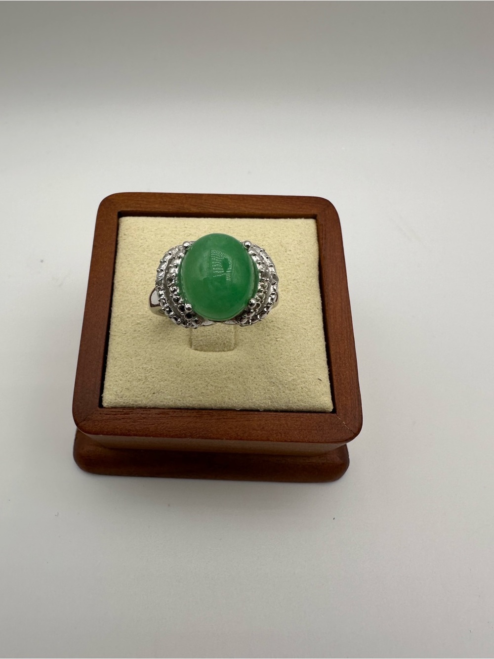 Sterling Silver Green Gemstone Cocktail Ring